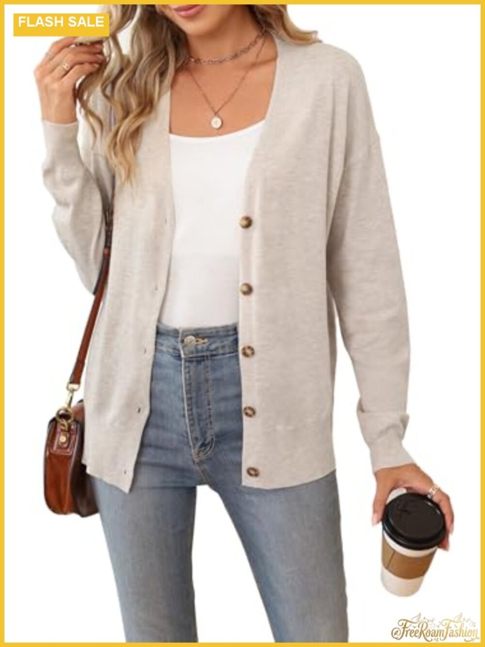 Wool Blend Oversized Lightweight Button Cardigan